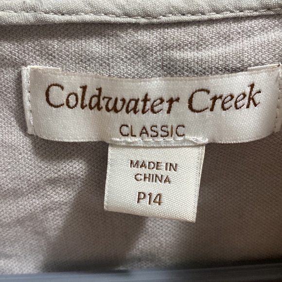 Coldwater Creek Classic light gray ruffle neck jacket Size 14P - Picture 6 of 6